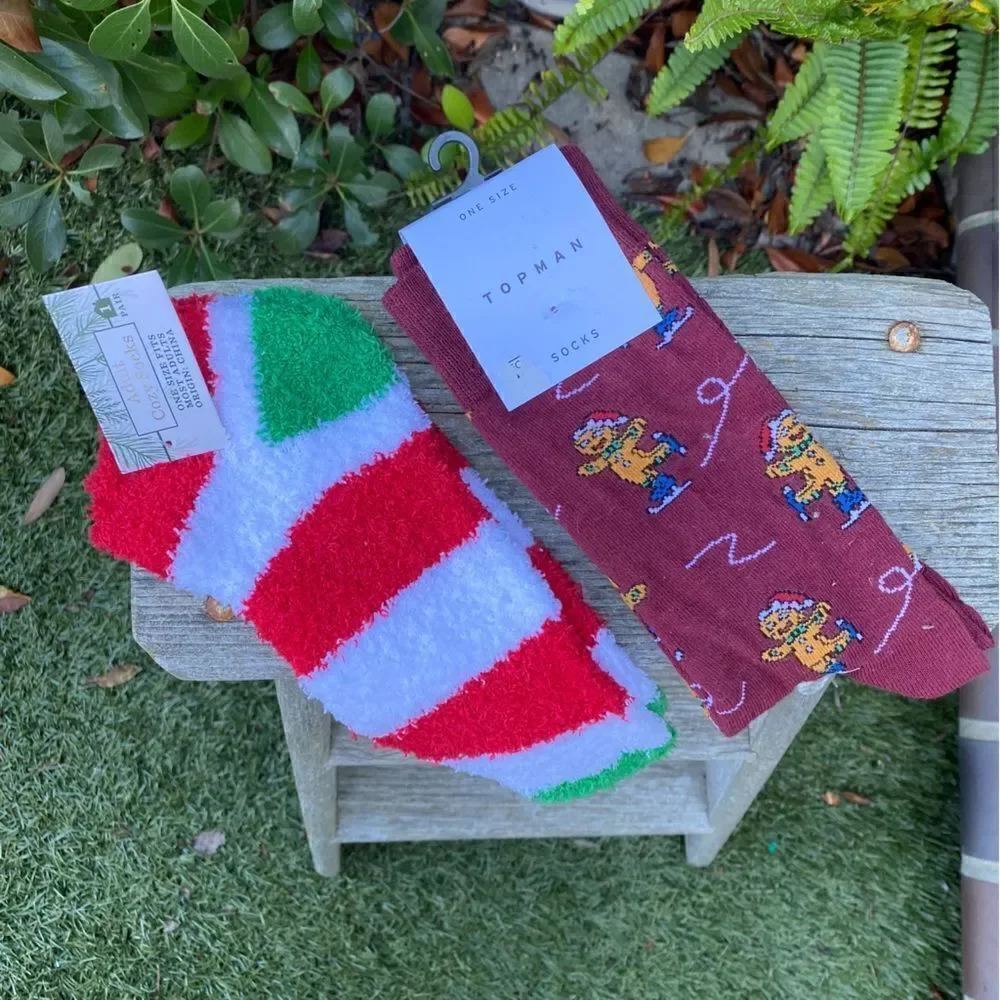 Topman Gingerbread Man Holiday & Unbranded Festive Cozy Socks. One Size. NWT
